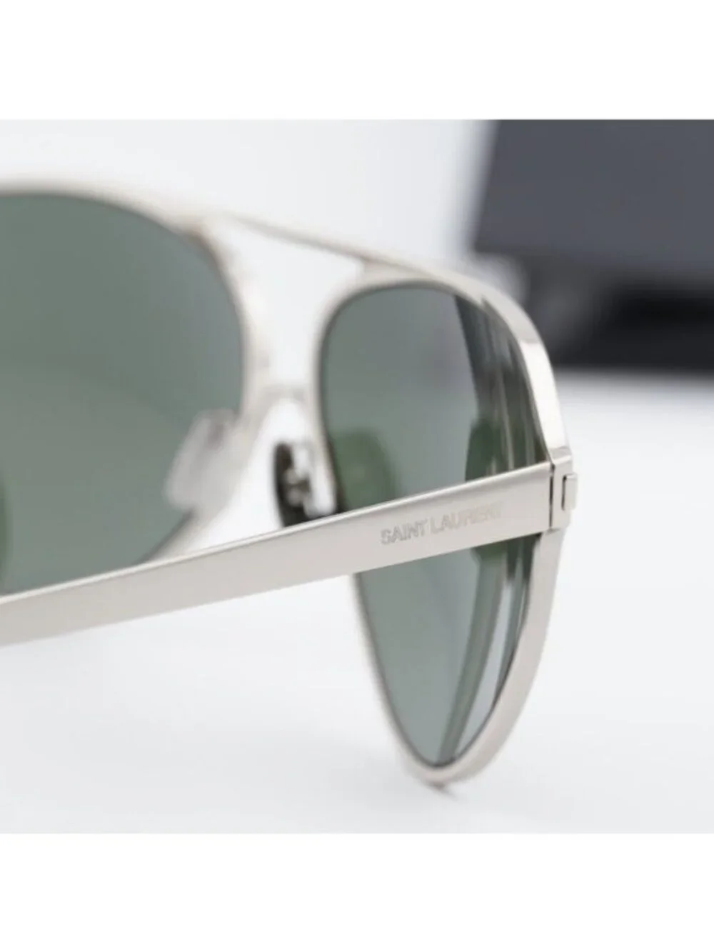 Saint Laurent SL734 002 Aviator Sunglasses - Silver/Grey